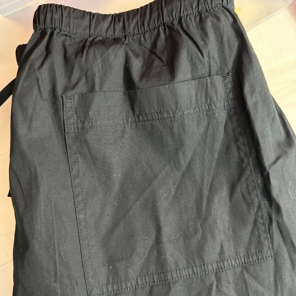 MADEWELL The Pull-On Barrel-Leg Utility Pant in Poplin XL Jet Black NWT B87